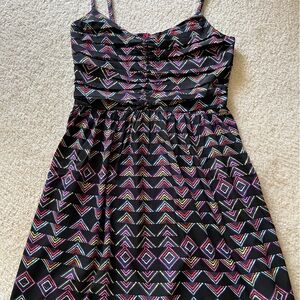 Roxy Black Multicolor Chevron Dress